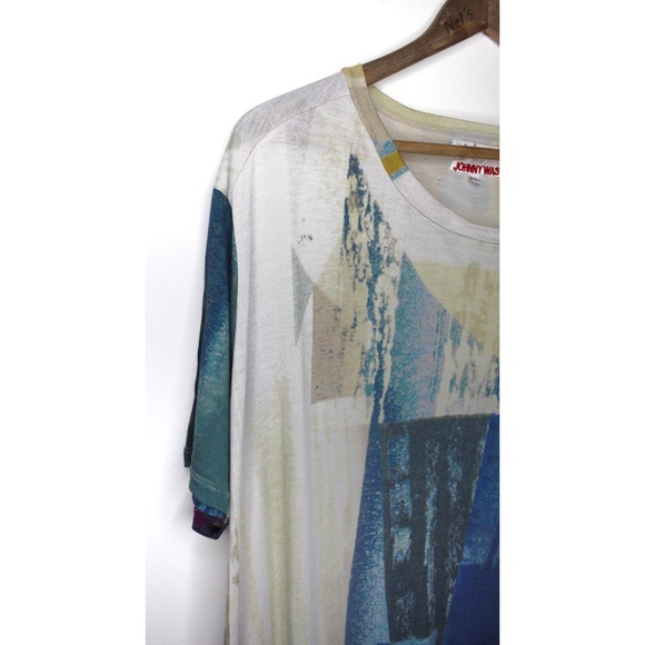 Biya by Johnny Was Multicolored Short Sleeve Long Oversized Boho Top Small - Picture 2 of 9